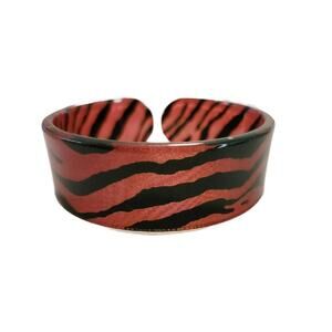 Vintage Y2K Zebra Swirl Lucite Chunky Cuff Bracelet